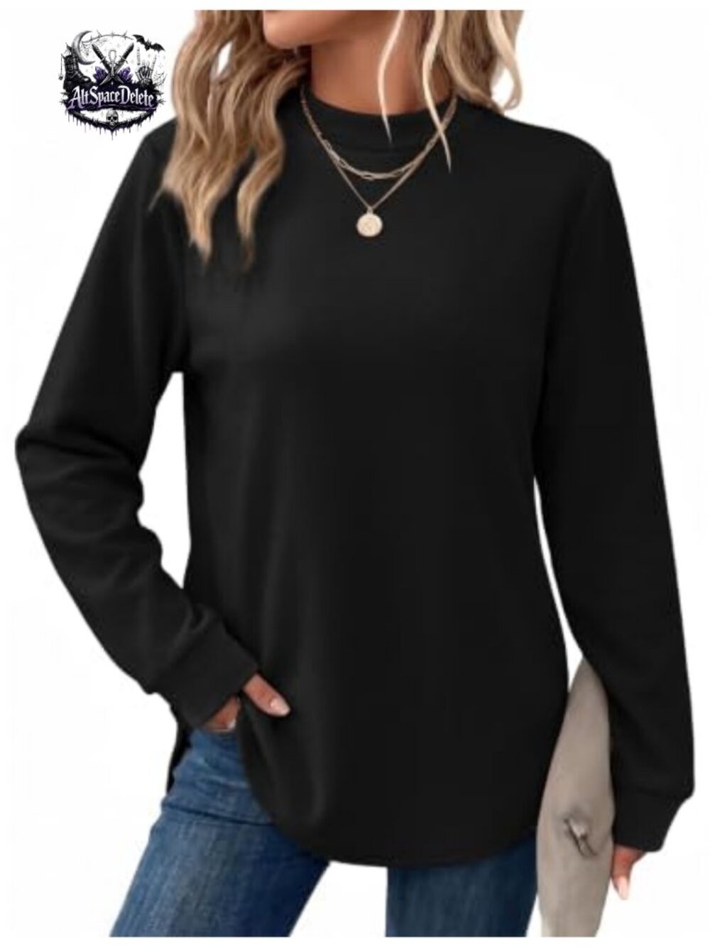 Mock Neck Sweatshirt Long Sleeve Pullover Top Womens Fall Winter